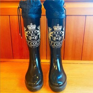 Juicy Couture Tall Rain Boots Black Size 7